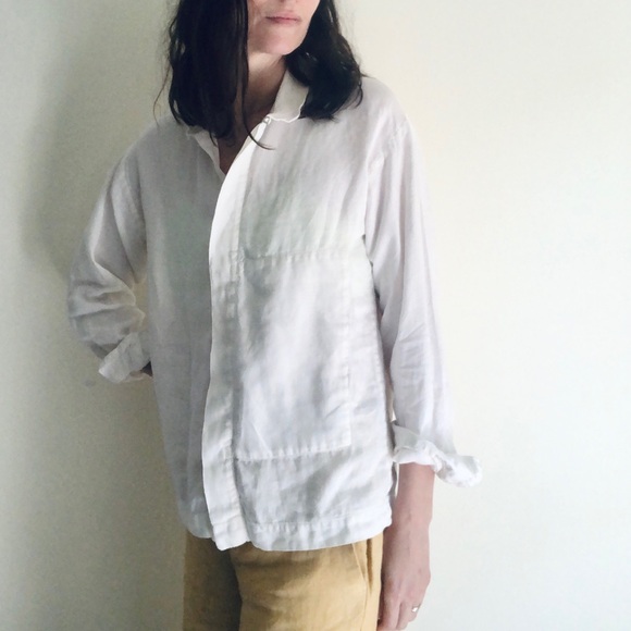 Eskandar 100% linen white button down - Picture 15 of 16